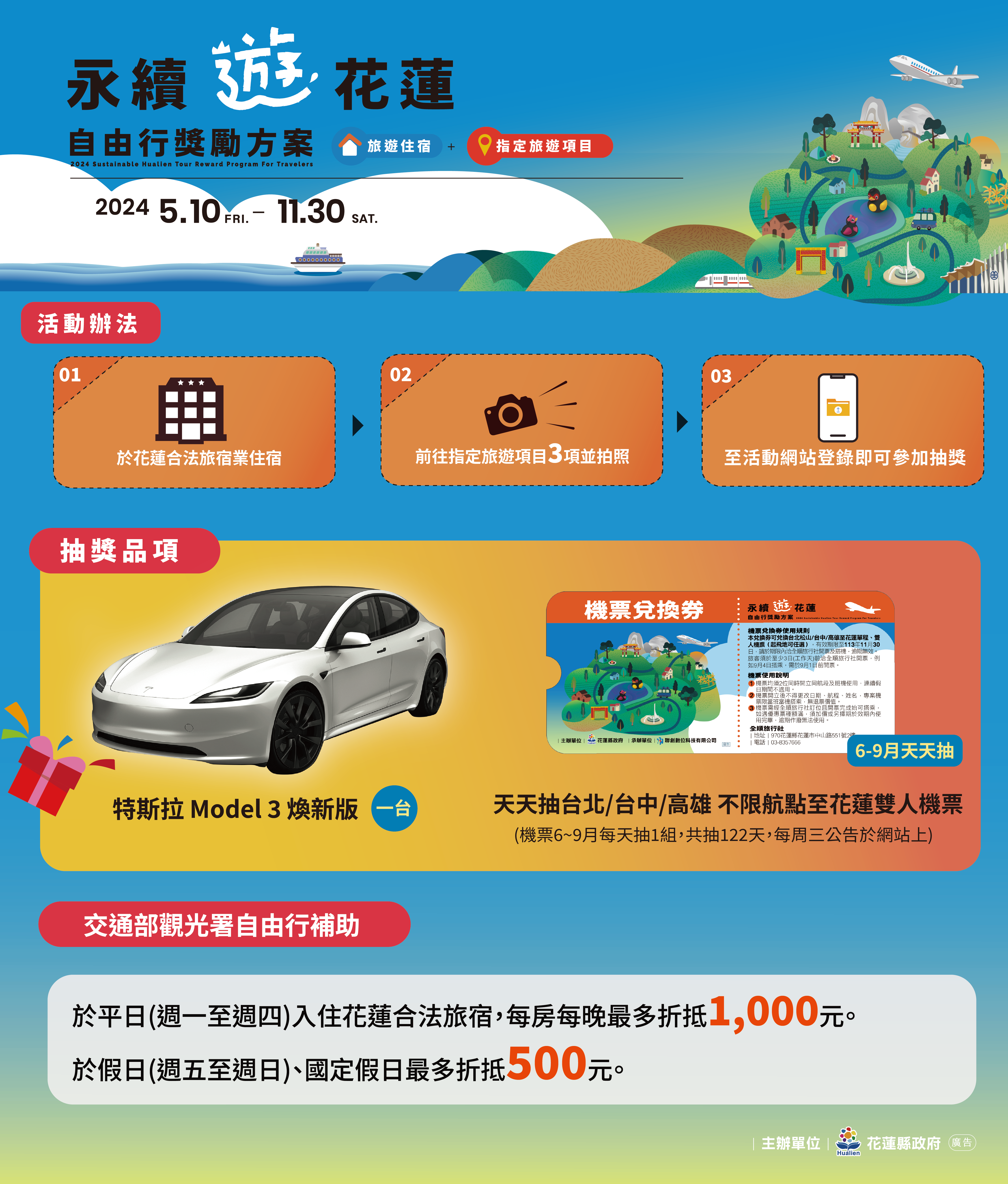 【縣市政府心連心 雲林苗栗推出縣民遊花蓮補助】缩略图