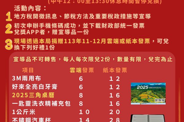 【花蓮縣地方稅務局舉辦「捐發票換新曆活動」 鼓勵民眾參與公益】缩略图