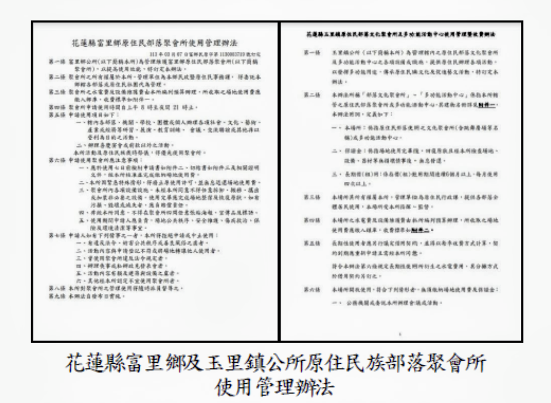 【行政怠惰》花蓮縣政府辦理原住民族部落聚會所興建計畫 部分公所未訂定使用規範 經審計機關促請改善後方訂定並落實管理】缩略图