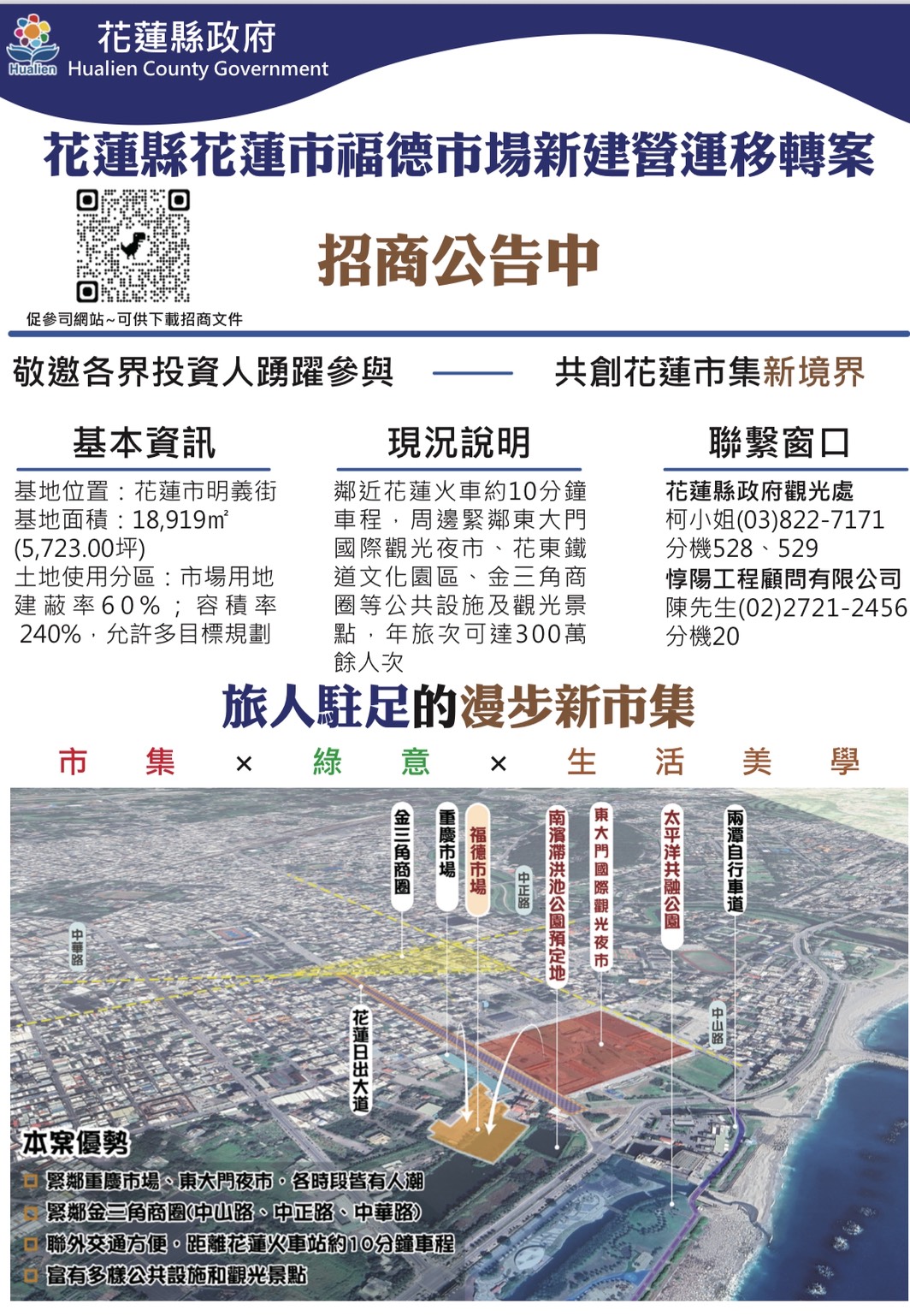 【花蓮縣花蓮市福德市場BOT案已經公告招商 7月3日將在縣府舉辦招商說明會】缩略图