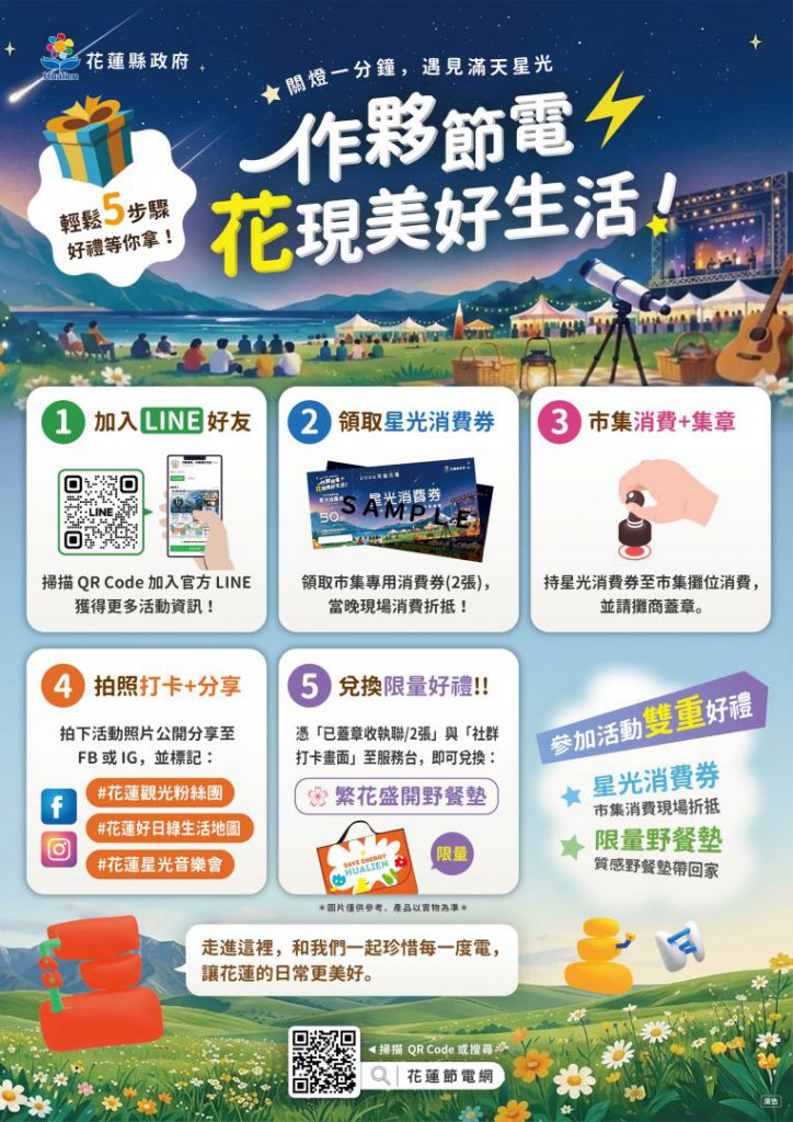 【關燈一分鐘 遇見滿天星光 花蓮「綠生活」串聯星光音樂會 邀全民一起為永續點亮花蓮】插图 【關燈一分鐘 遇見滿天星光 花蓮「綠生活」串聯星光音樂會 邀全民一起為永續點亮花蓮】插图