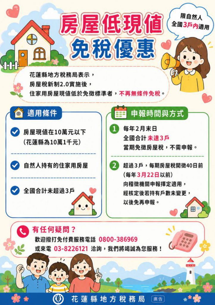【低現值房屋免稅優惠 自然人全國限3戶】插图