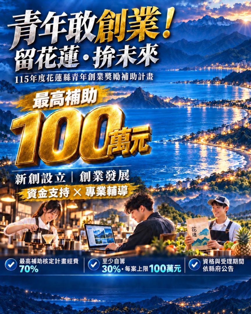 【青年敢創業、留花蓮！吳建志支持最高100萬元補助 盼資金與輔導助青年扎根】缩略图